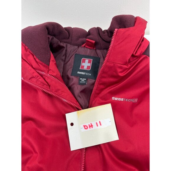 SwissTech Red & Burgundy Hooded Jacket XXL/2XG With Zippered Pockets 78e - Picture 11 of 11